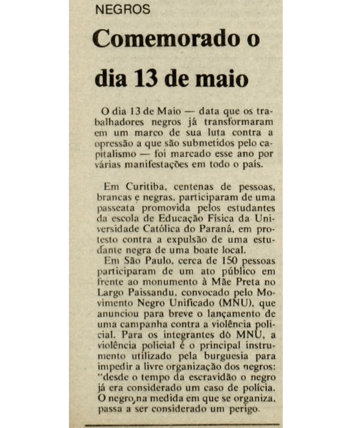 Matéria publicada na edição 106 do Jornal O Trabalho em 1981 (arquivo da redação de O Trabalho)