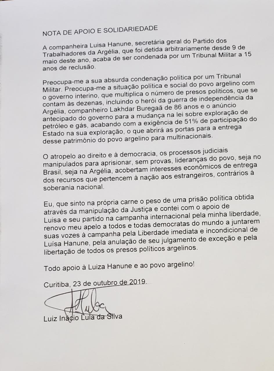 Carta Lula Luísa