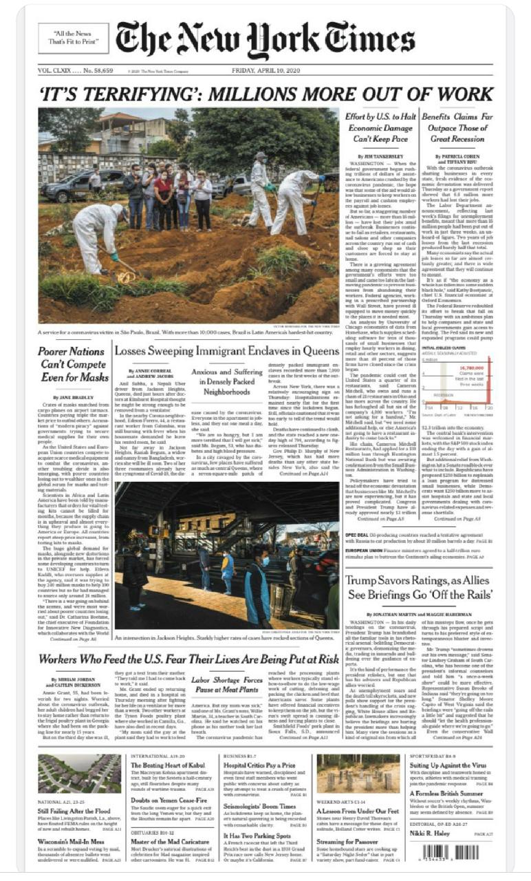 Capa do New York Times: sinal dos tempos | O Trabalho